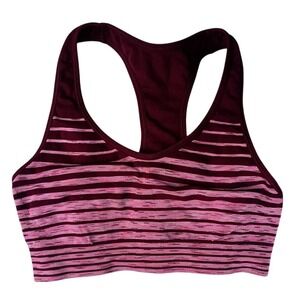 Champion Striped Racerback Sports Bra Burgundy Pink Workout Yoga Fitness‎